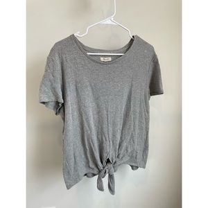 Madewell Modern Tie Front Tee - Size L - Gray